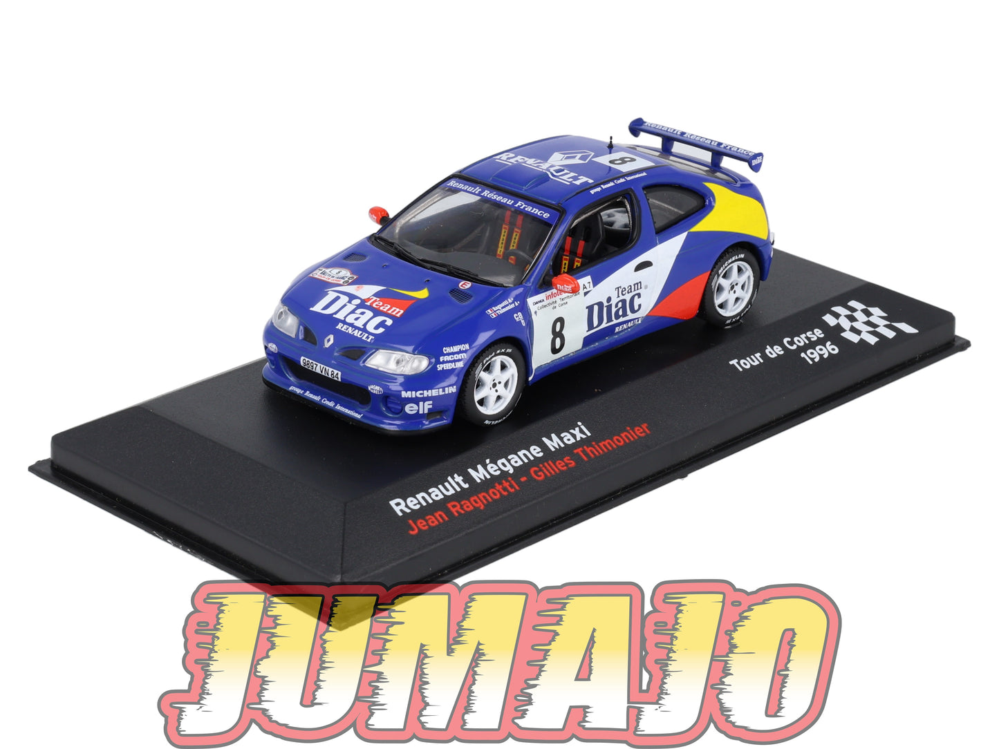 RFR3 voiture 1/43 IXO Rallye Française RENAULT Megane Maxi 1996 #8 J.Ragnotti