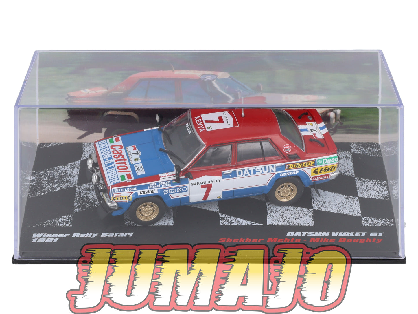 RVR39 1/43 Altaya Vainqueurs rallye : DATSUN Violet GT 1981 #7 S.Mehta