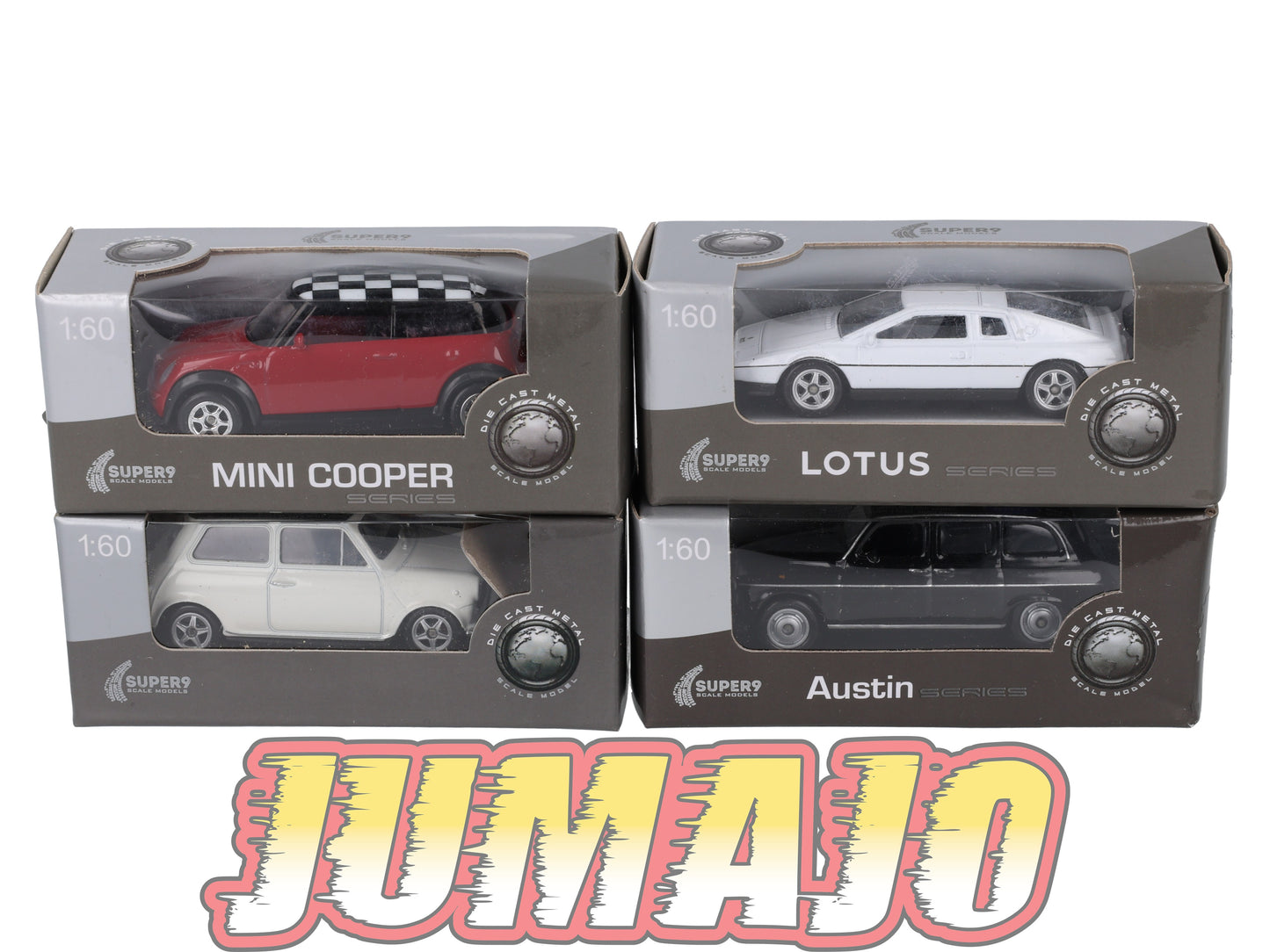 TRI122 Lot 4 X 3 inches Anglaise Welly : Mini Cooper, Austin Fx4, Lotus Esprit