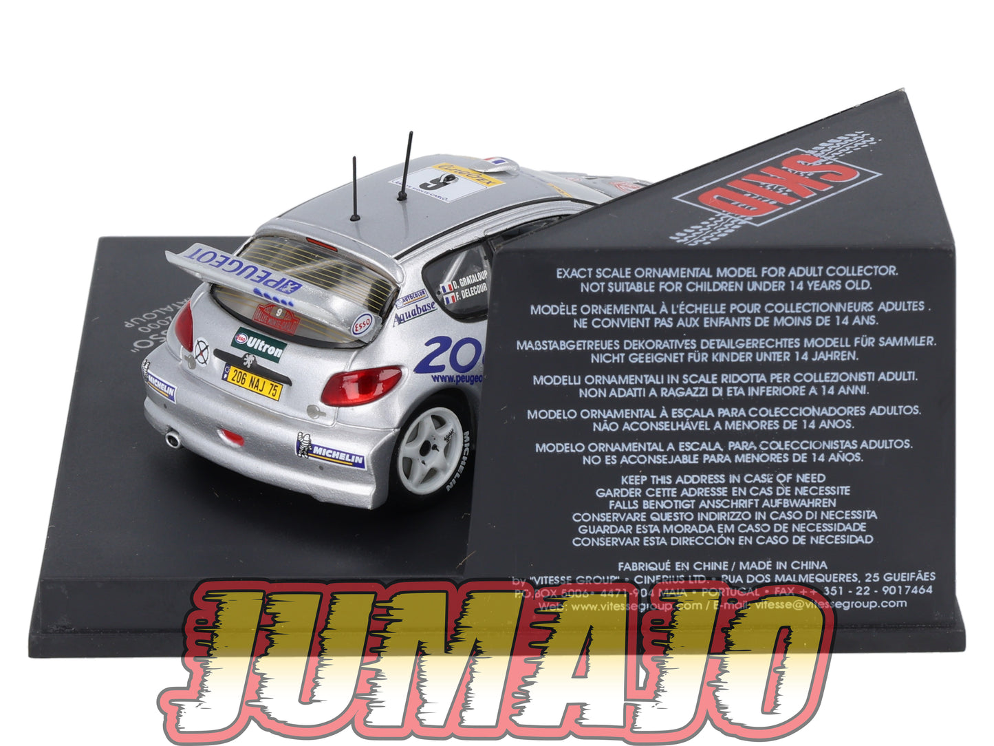 VIT107 Voiture 1/43 VITESSE : PEUGEOT 206 Esso Monte Carlo SKM107 2000 F.Delecour