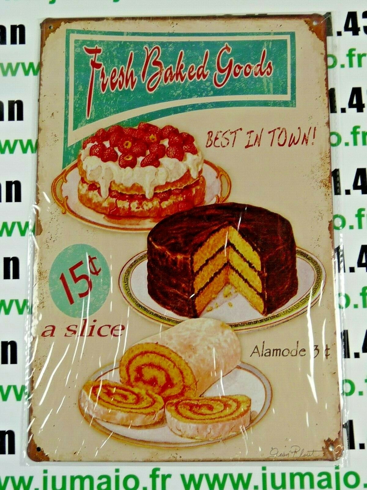 PB94 PLAQUES TOLEE vintage 20 X 30 cm : FRESH BAKED GOODS Gateuax