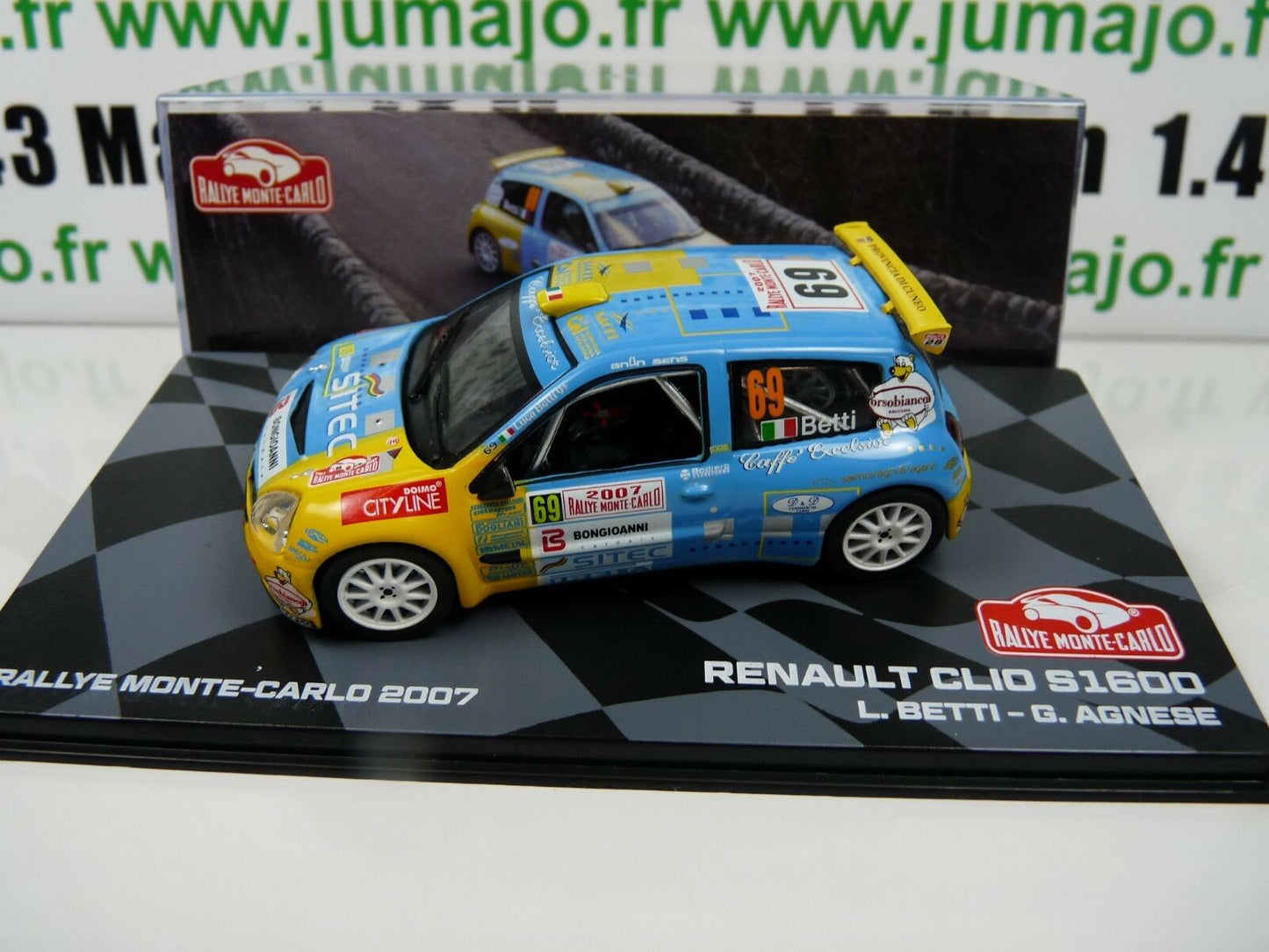RMIT9 1/43 IXO Rallye Monte Carlo : RENAULT CLIO S1600 L.Betti / G.Agnese 2007