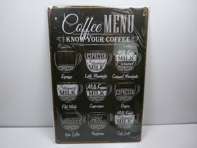 PA95 PLAQUES TOLEE vintage 20 X 30 cm : Coffee Menu