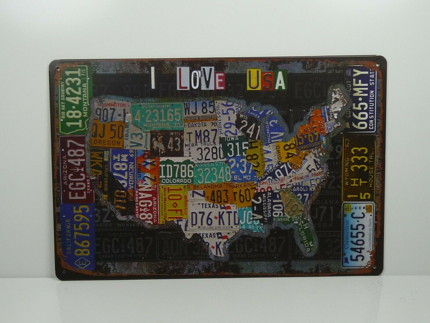 PA35 PLAQUES TOLEE vintage 20 X 30 cm : I love USA