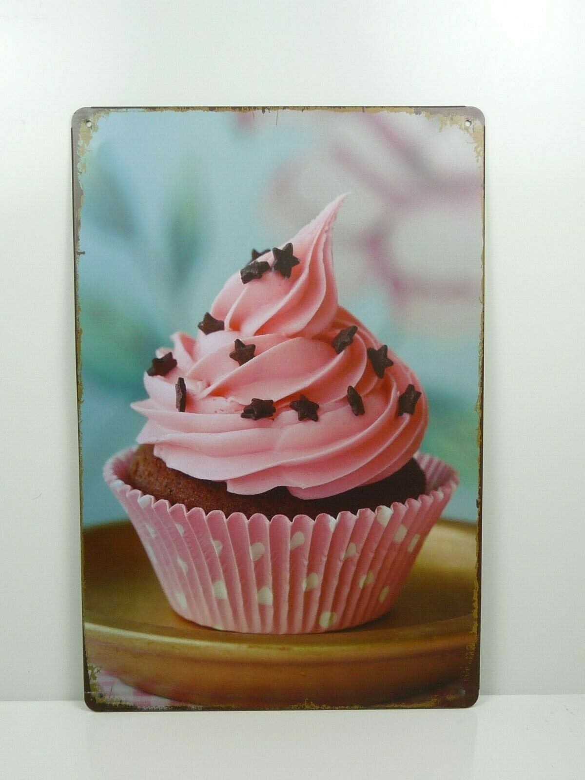 PA17 PLAQUES TOLEE vintage 20 X 30 cm : Pink Cupcake