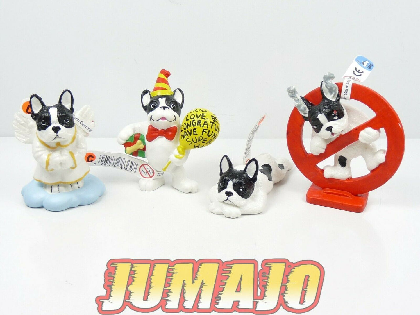 FIG6 lot 4 figurines PVC BULLYLAND : Bouledogue français Pas Fumer, Ange, Fête