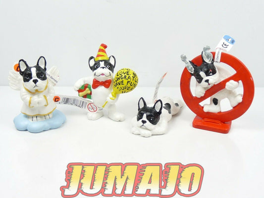 FIG6 lot 4 figurines PVC BULLYLAND : Bouledogue français Pas Fumer, Ange, Fête