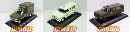 Lot 3 Voitures 1/43 Salvat AMBULANCE croix rouge : FORD F100 F150 Dodge