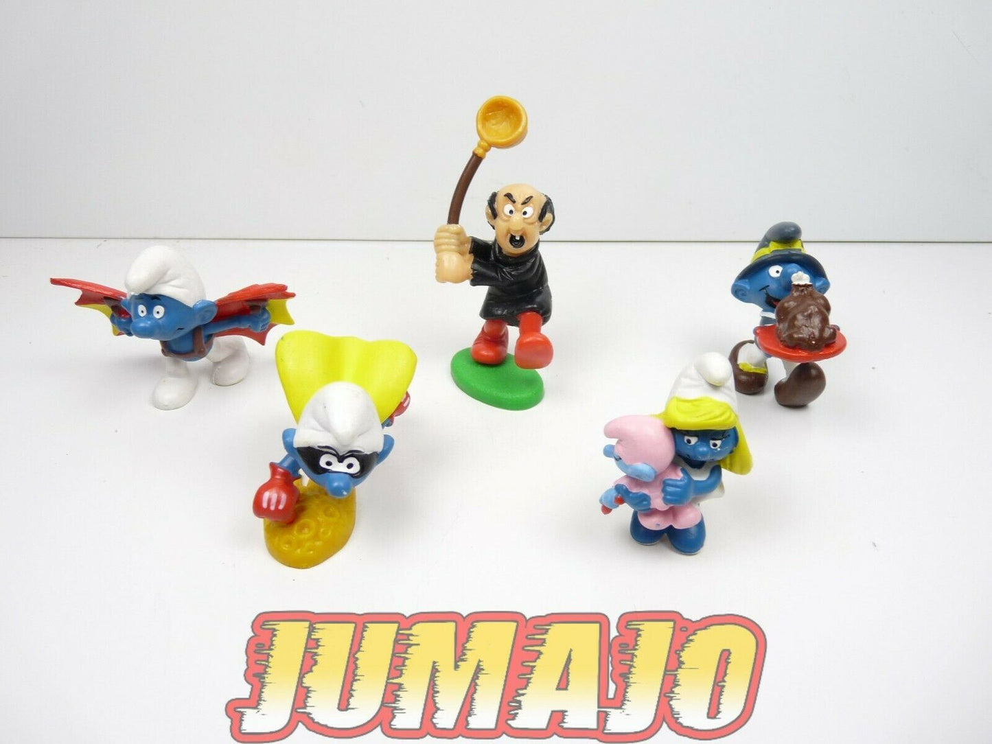 FIG26 lot 5 figurines PVC Schleich Schtroumpf puffi schlump smurf Gargamel dinde