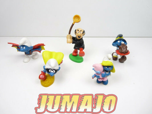 FIG26 lot 5 figurines PVC Schleich Schtroumpf puffi schlump smurf Gargamel dinde
