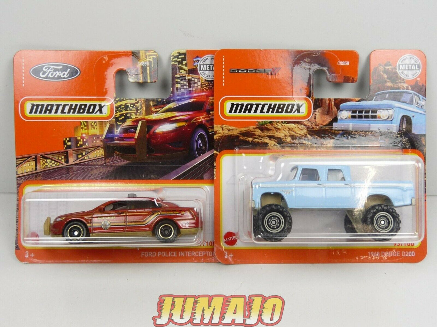 TRI21 6 X 3 inches Matchbox Voiture Jaguar XK140 Plymouth Dodge D200 Ford police