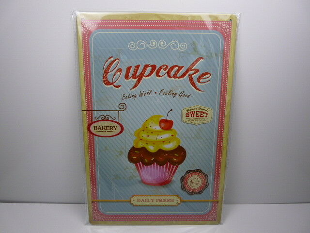 PA77 PLAQUES TOLEE vintage 20 X 30 cm : Cup cake bakery