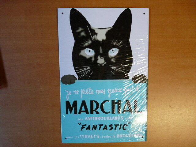 PB4 PLAQUE PUBLICITAIRE tolée age d'or Automobile n°80 : 19*29 cm MARCHAL chat