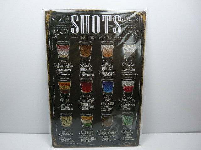 PA29 PLAQUES TOLEE vintage 20 X 30 cm : SHOTS menu cocktails