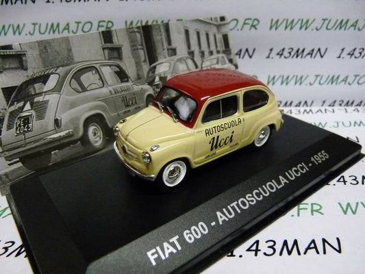 PIT53 1/43 IXO Véhicules d'époque ITALIE : FIAT 600 auto-école 1955