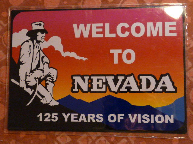 PB118 PLAQUES PUBLICITAIRE Panneau routier tolée : Welcome to NEVADA