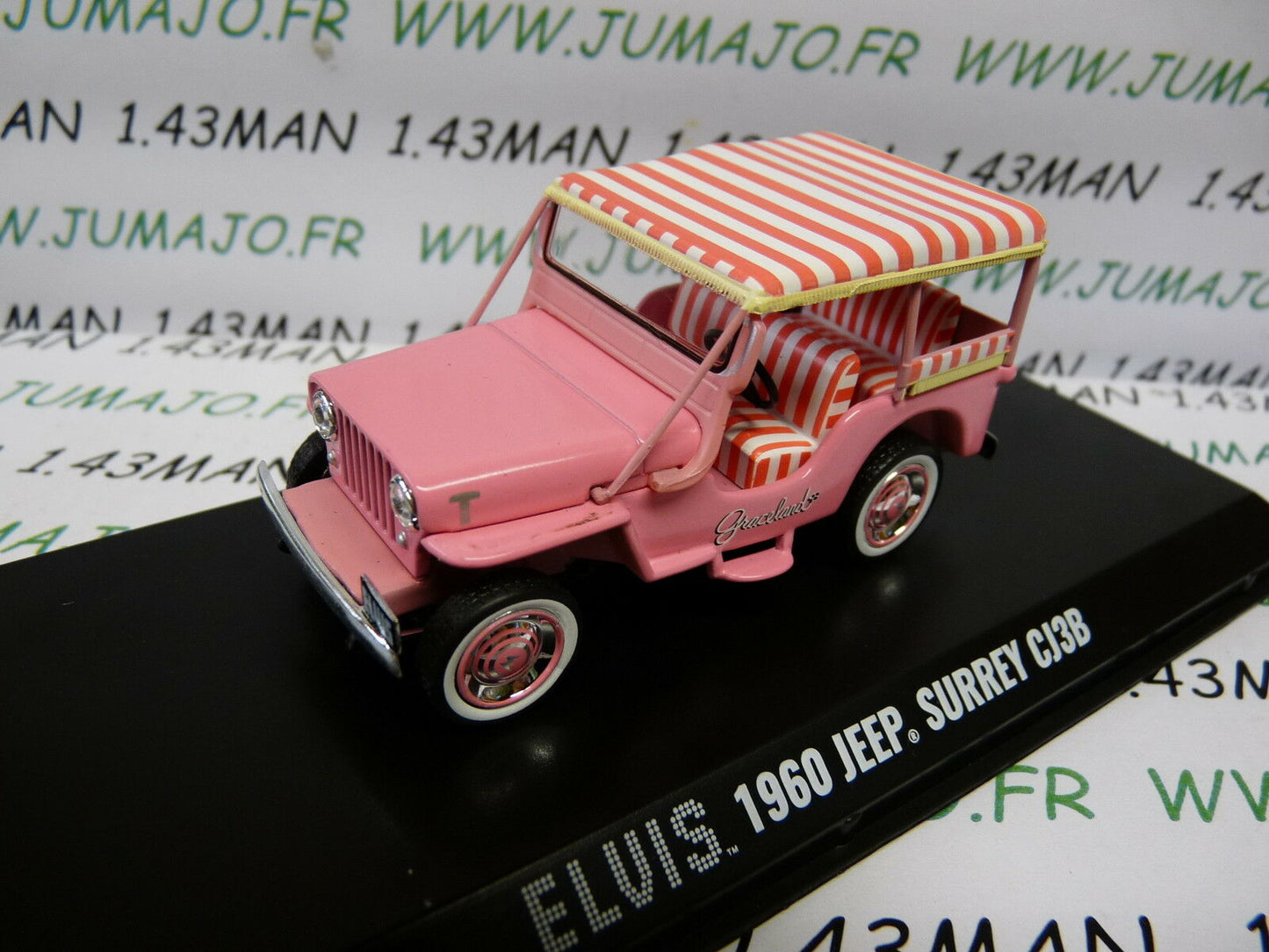 FIL25 voiture 1/43 GREENLIGHT ELVIS PRESLEY : Jeep Surrey CJ3B 1960 rose