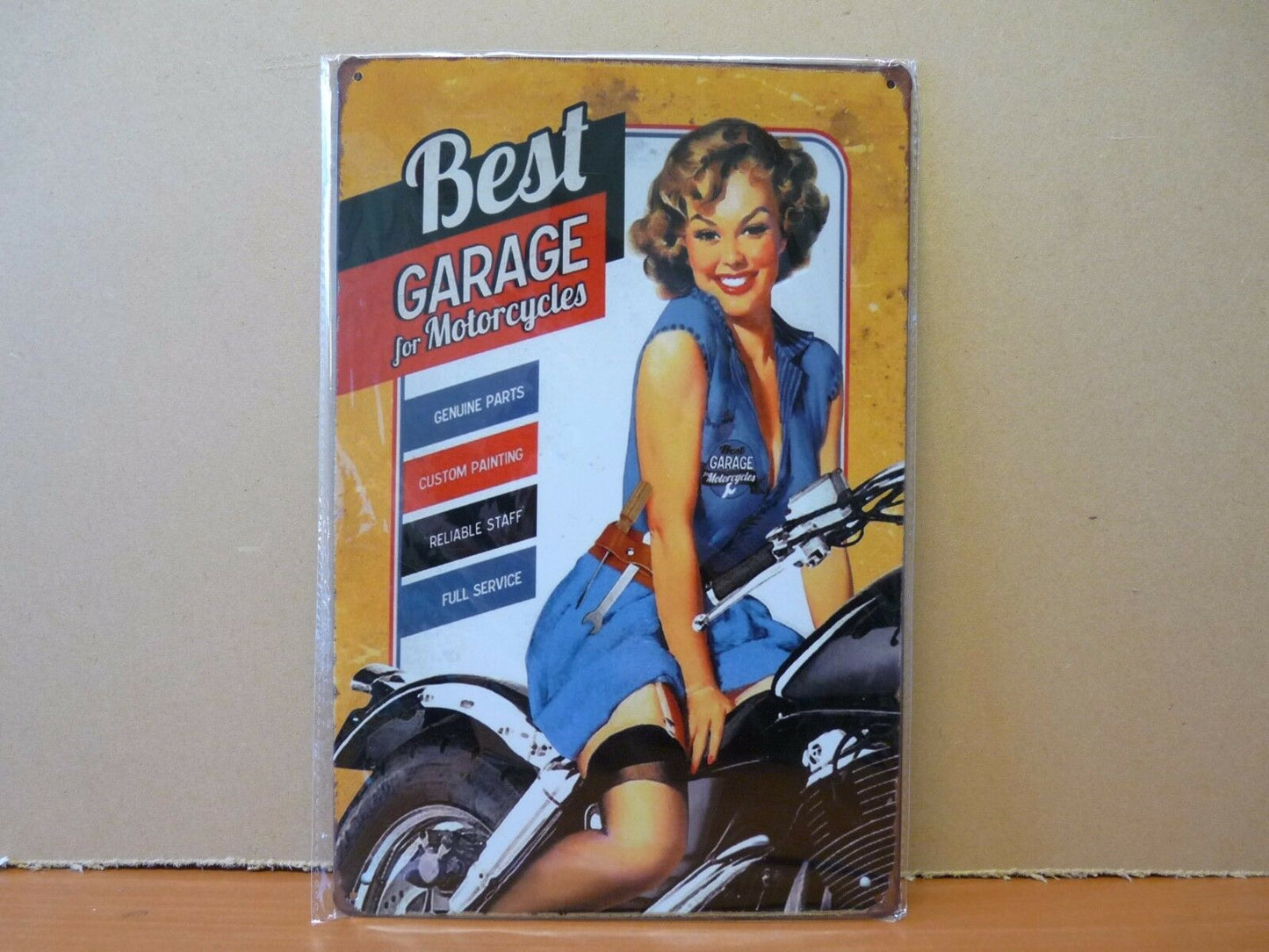 PA23 PLAQUES TOLEE vintage 20 X 30 cm : Pin'up motos best garage