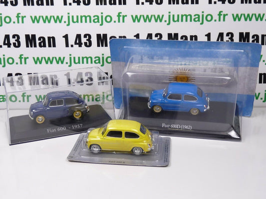 LOT 3 Voitures 1/43 IXO SALVAT: Fiat 600D 1962 Fitito, 600 1957 ARG4+PL13+RBA32