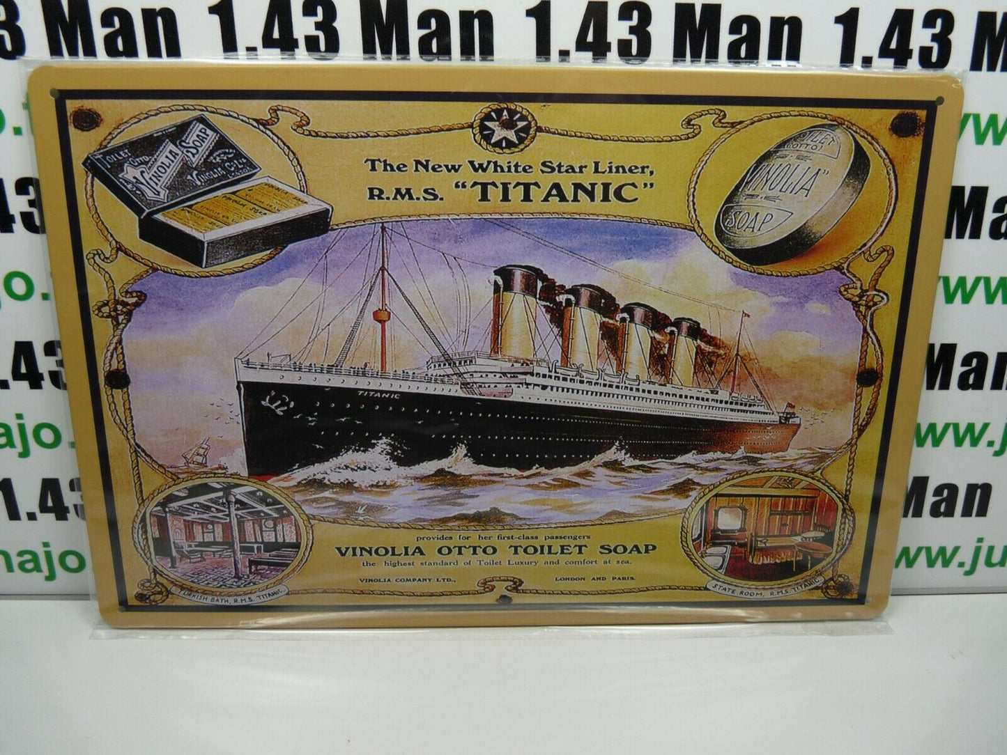 PA16 PLAQUES TOLEE vintage 20 X 30 cm : TITANIC Vinolia Otto Toilet Soap