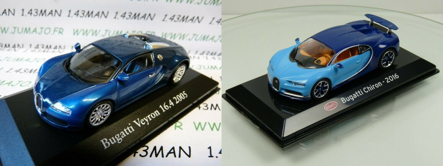 LOT 2 BUGATTI IXO CH11T + SC5D : BUGATTI VEYRON 16.4 2005 bleu + CHIRON 2016