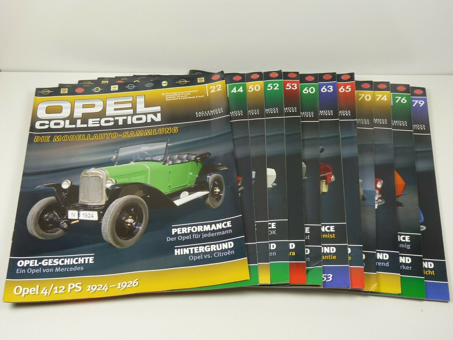 LOT 12 FASCICULES eaglemoss OPEL en allemand 22,44,50,52,53,60,63,65,70,74,76,79