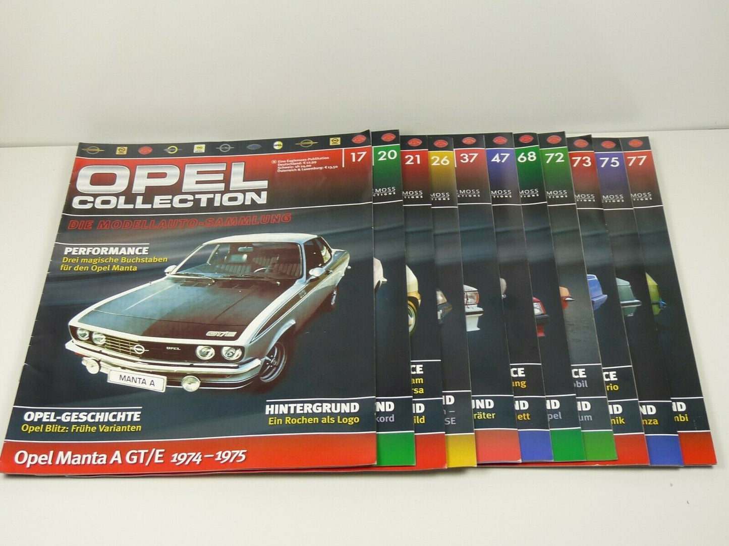 LOT 11 FASCICULES eaglemoss OPEL (en allemand) 17,20,21,26,37,47,68,72,73,75,77