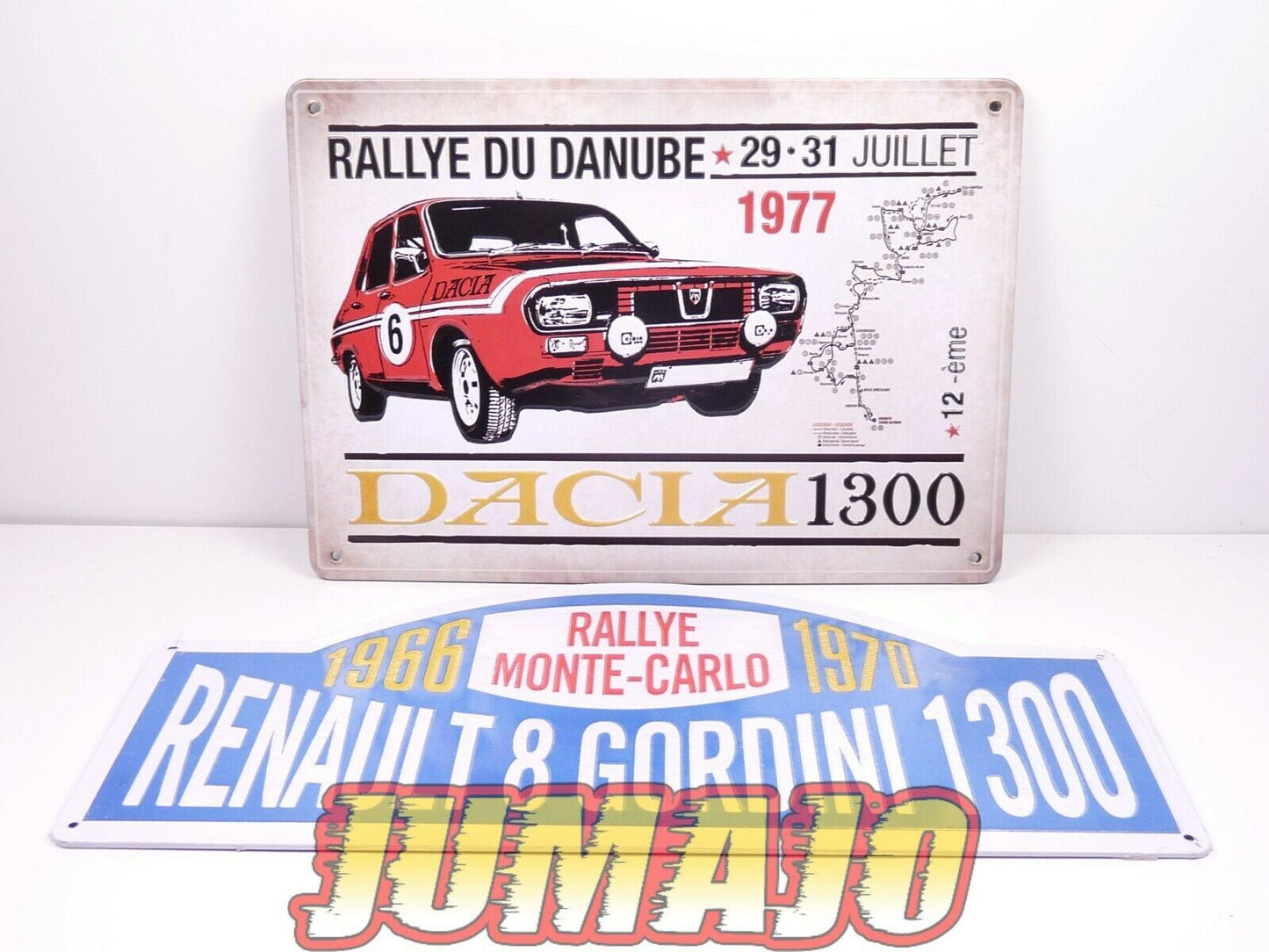 Lot 2 plaques RENAULT 12 & 8 : Dacia 1300 danube 1977 8 Gordini Monte carlo 66