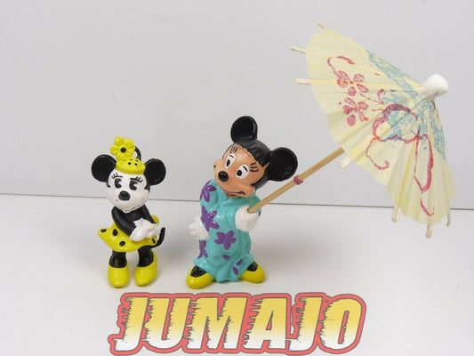 FIG73c lot 2 figurines PVC DISNEY BULLY 6cm : MICKEY mouse Mnnie chine + vintage