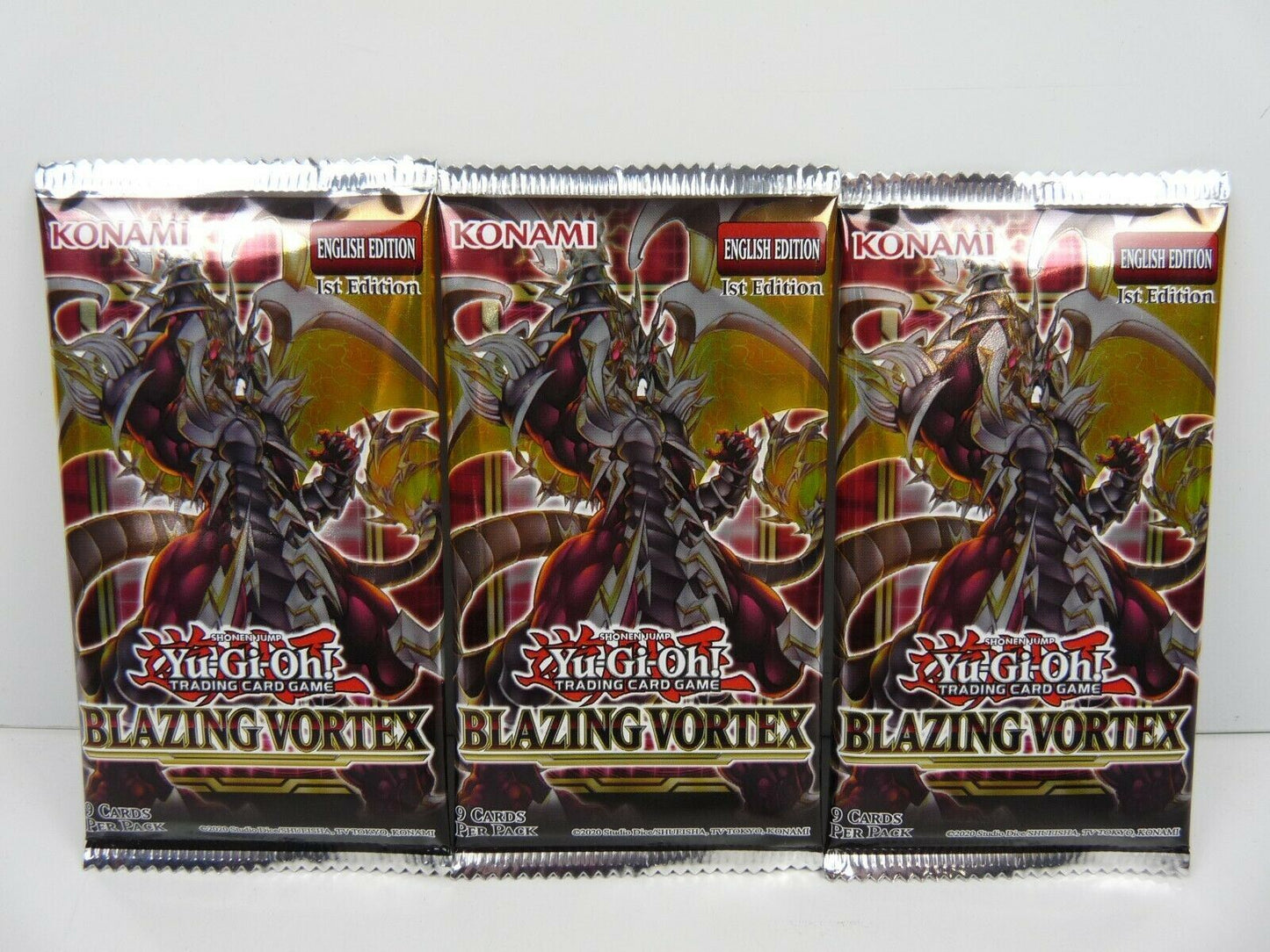 YU-GI-OH lot 3 x booster pack scellé Blazing Vortex 1st edition English 9 cards