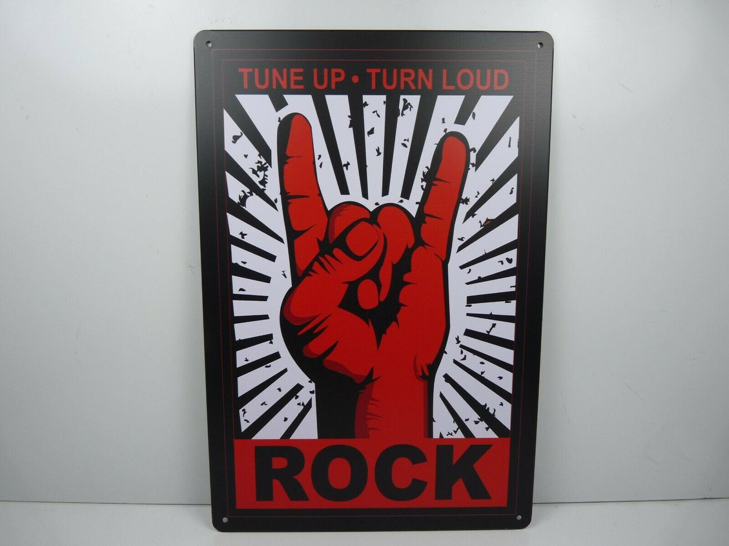 PA48 PLAQUES TOLEE vintage 20 X 30 cm : ROCK Tune up Tune loud