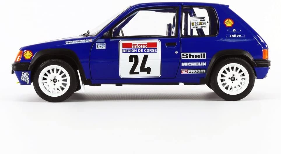 DH711 Voiture 1/18 SOLIDO : Peugeot 205 Tour de Corse 1990 #24 Boursier