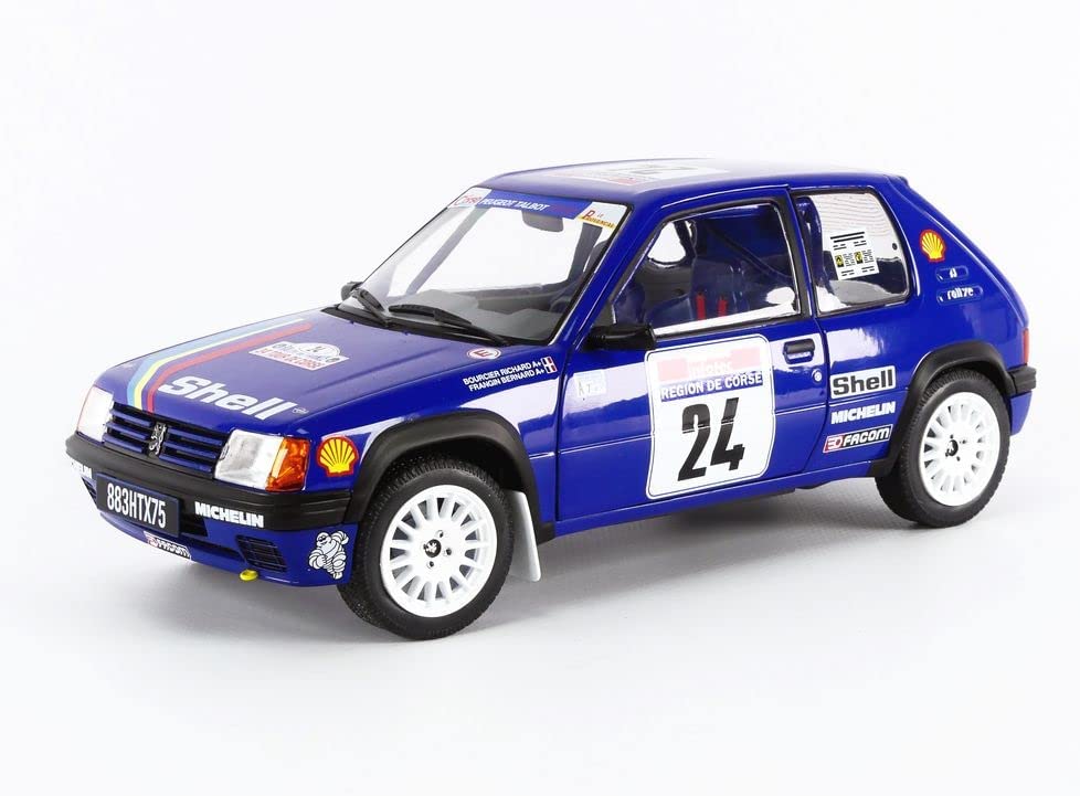 DH711 Voiture 1/18 SOLIDO : Peugeot 205 Tour de Corse 1990 #24 Boursier