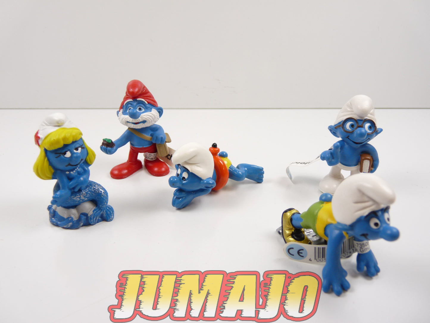 FIG104 lot de 5 figurines PVC Schleich Schtroumpf puffi schlump smurf SCHTROUMPF A LUNETTES NAGEUR SIRENE