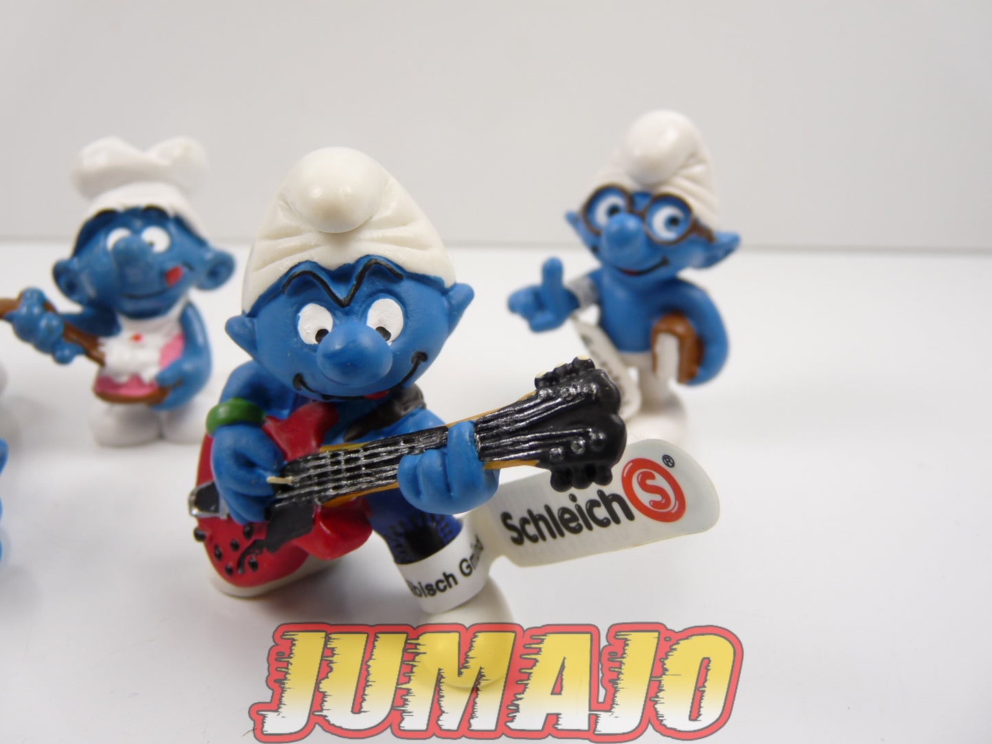 FIG107 lot de 5 figurines PVC Schleich Schtroumpf schlump smurf SCHTROUMPF A LUNETTES LUGE PATISSIER