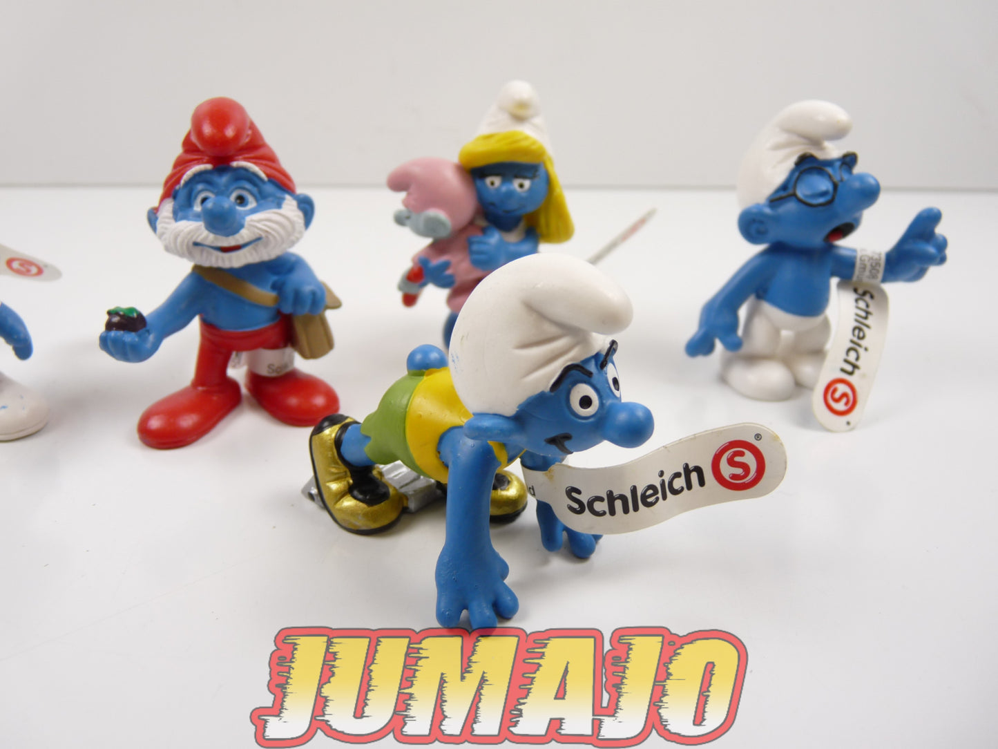 FIG108 lot de 5 figurines PVC Schleich Schtroumpf schlump smurf GRAND SCHTROUMPF SCHTROUMPFETTE BEBE