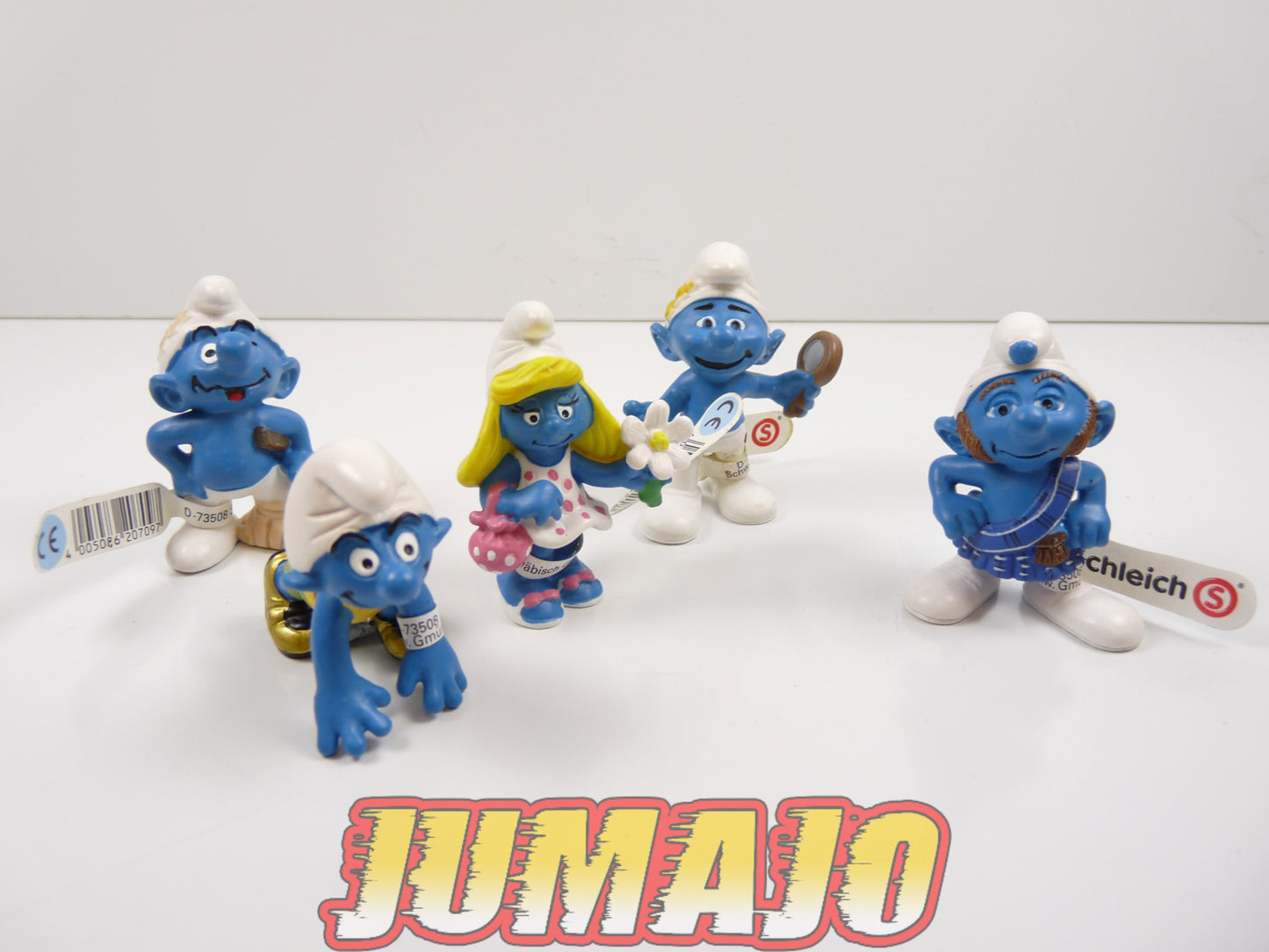 FIG109 lot de 5 figurines PVC Schleich Schtroumpf puffi schlump smurf SCHTROUMPF MALADROIT COQUET SCHTROUMPFETTE