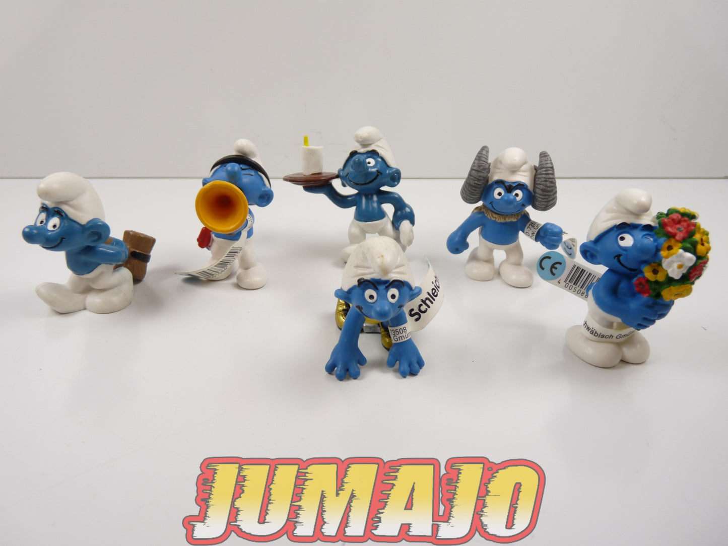 FIG111 lot de 6 figurines PVC Schleich Schtroumpf puffi schlump smurf SCHTROUMPF FARCEUR FLEURS ZODIAQUE