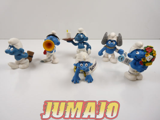 FIG111 lot de 6 figurines PVC Schleich Schtroumpf puffi schlump smurf SCHTROUMPF FARCEUR FLEURS ZODIAQUE