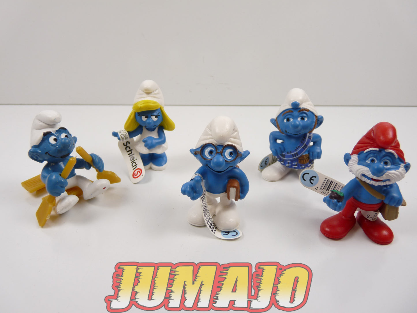 FIG112 lot de 5 figurines PVC Schleich Schtroumpf schlump smurf GRAND SCHTROUMPF SCHTROUMPF A LUNETTES ECOSSAIS
