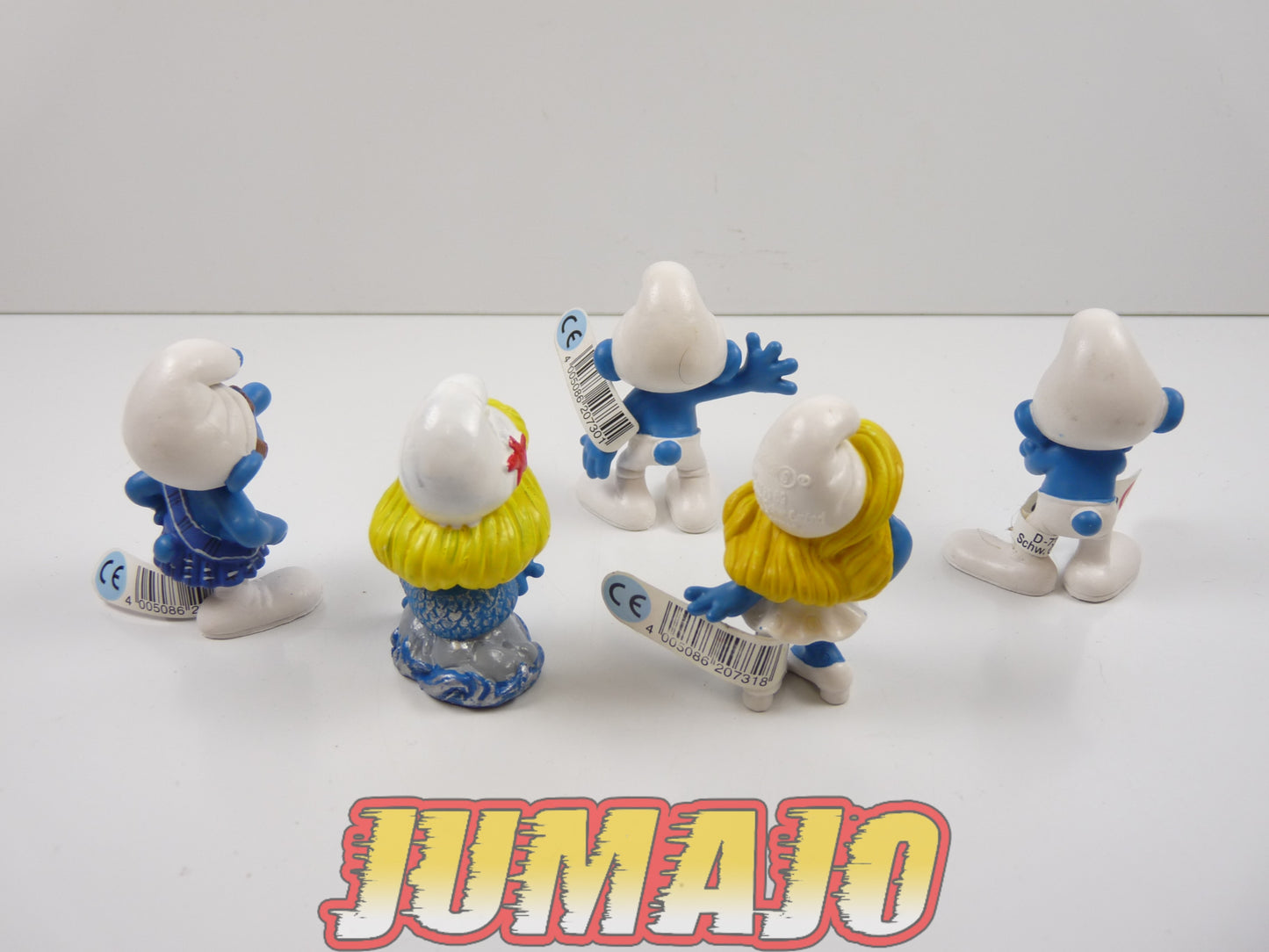 FIG113 lot de 5 figurines PVC Schleich Schtroumpf puffi schlump smurf Schtroumpfette SIRENE Schtroumpf GROGNON