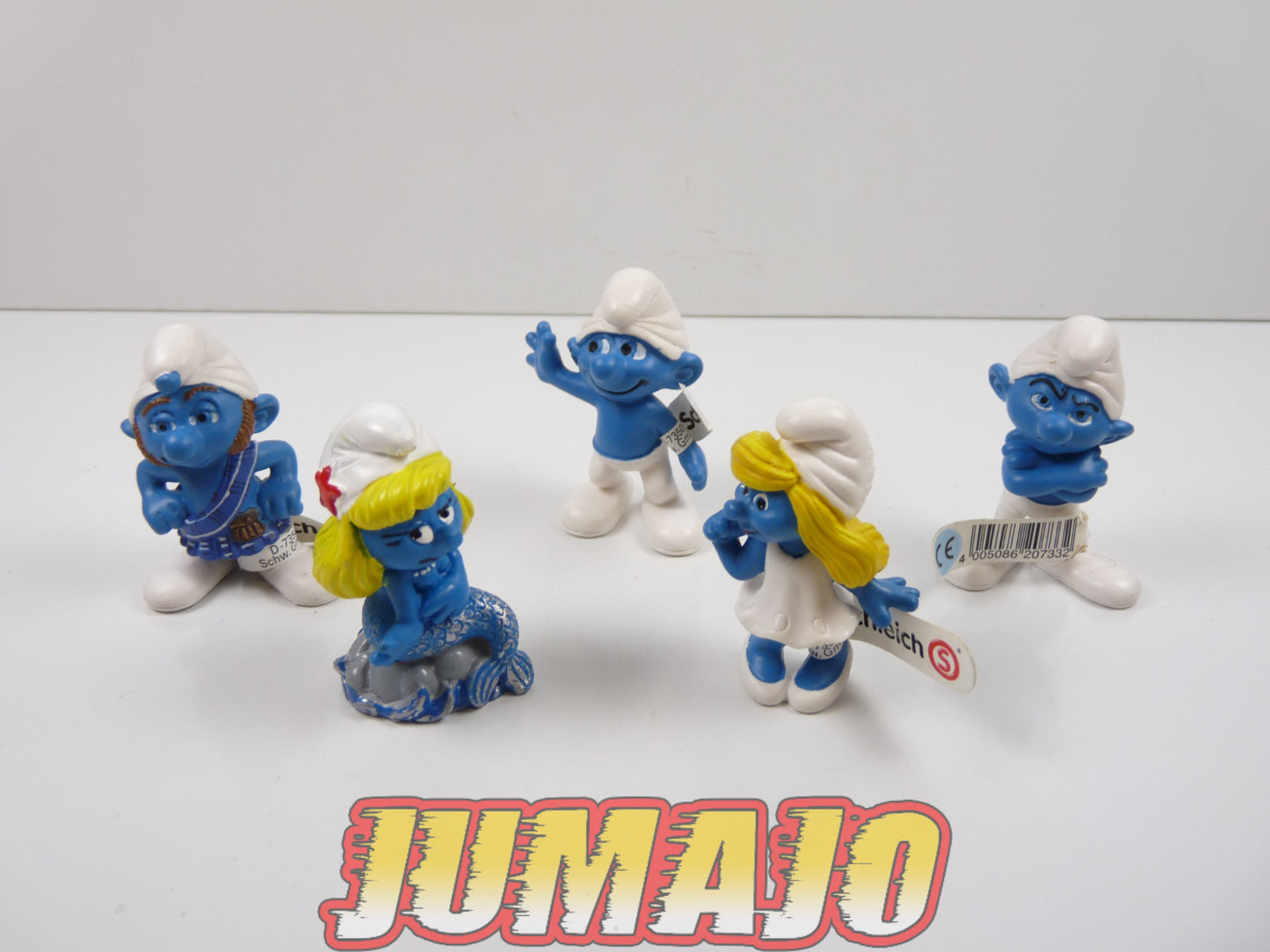 FIG113 lot de 5 figurines PVC Schleich Schtroumpf puffi schlump smurf Schtroumpfette SIRENE Schtroumpf GROGNON