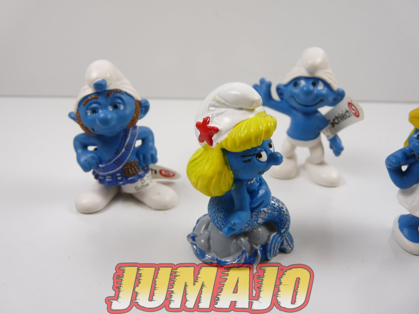 FIG113 lot de 5 figurines PVC Schleich Schtroumpf puffi schlump smurf Schtroumpfette SIRENE Schtroumpf GROGNON