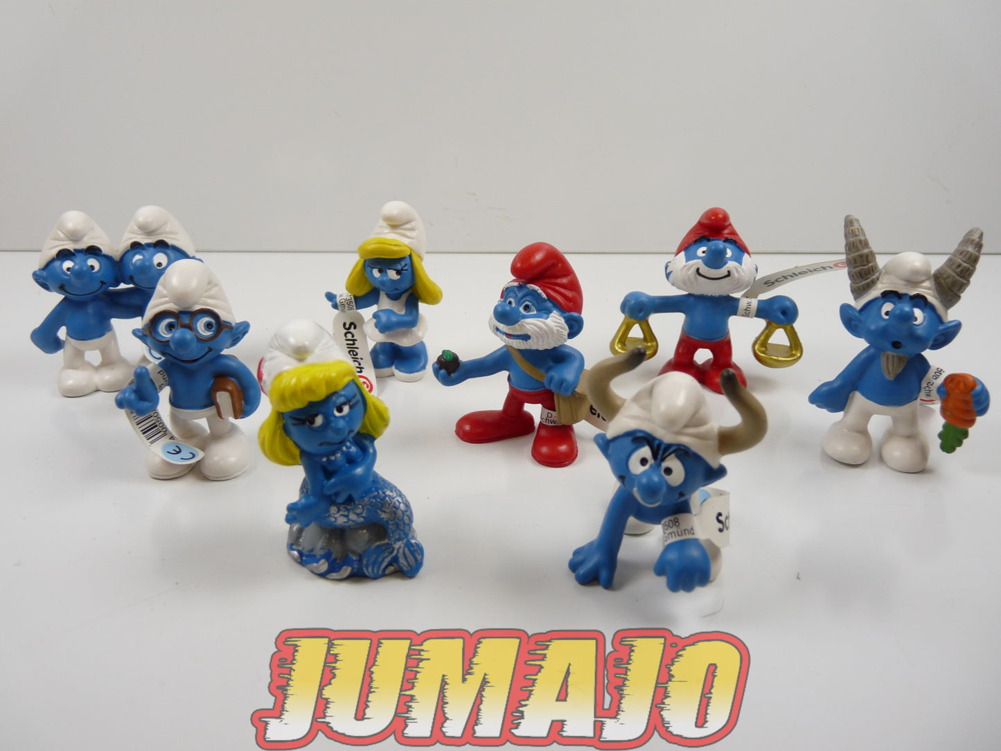 FIG114 lot de 8 figurines PVC Schleich Schtroumpf schlump smurf Schtroumpfette SIRENE GRAND SCHTROUMPF ZODIAQUE