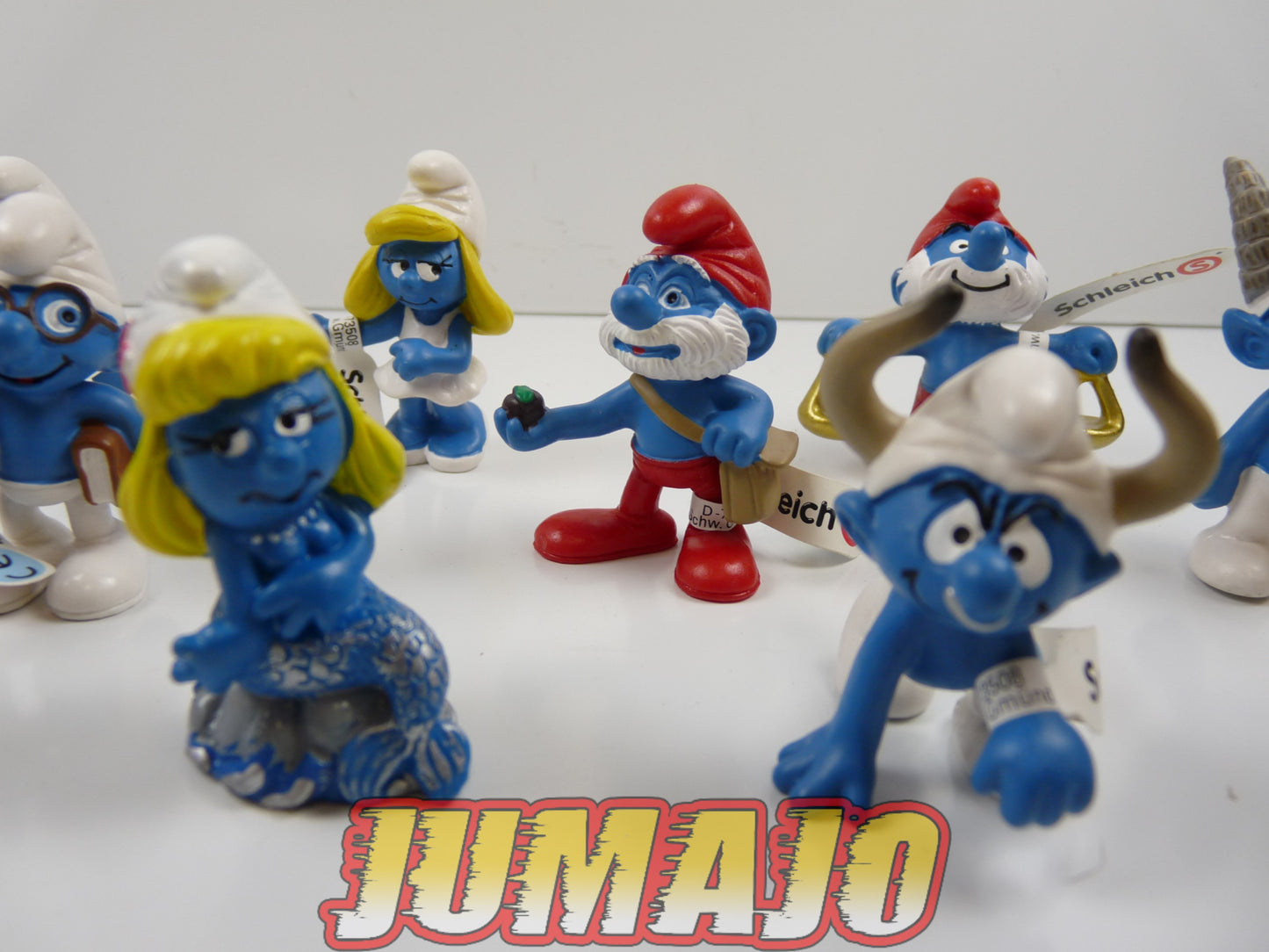 FIG114 lot de 8 figurines PVC Schleich Schtroumpf schlump smurf Schtroumpfette SIRENE GRAND SCHTROUMPF ZODIAQUE