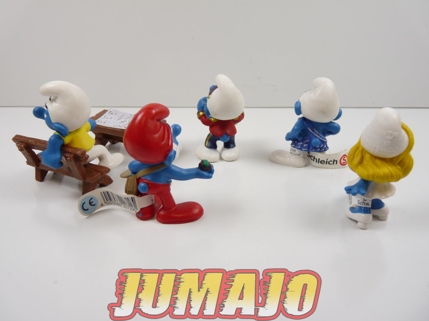 FIG116 lot de 5 figurines PVC Schleich Schtroumpf schlump smurf GRAND SCHTROUMPF MUSICIEN ECOLE