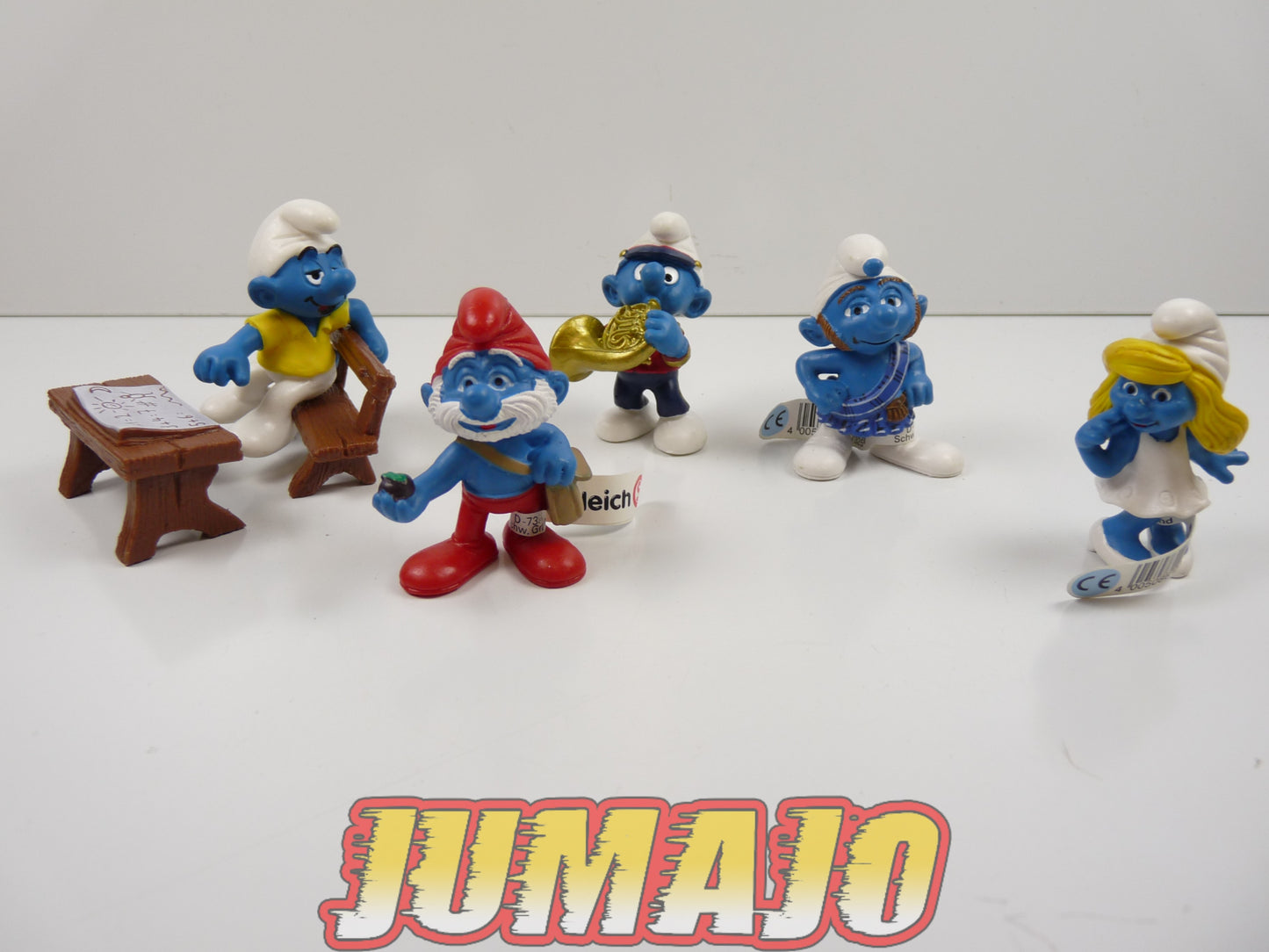 FIG116 lot de 5 figurines PVC Schleich Schtroumpf schlump smurf GRAND SCHTROUMPF MUSICIEN ECOLE