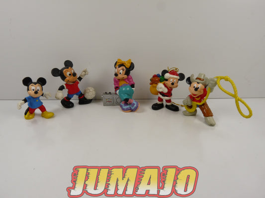 FIG23 lot 5 figurines PVC DISNEY COMICS SPAIN/BULLY 6cm : Mickey, football, noël, cow boy, Minnie