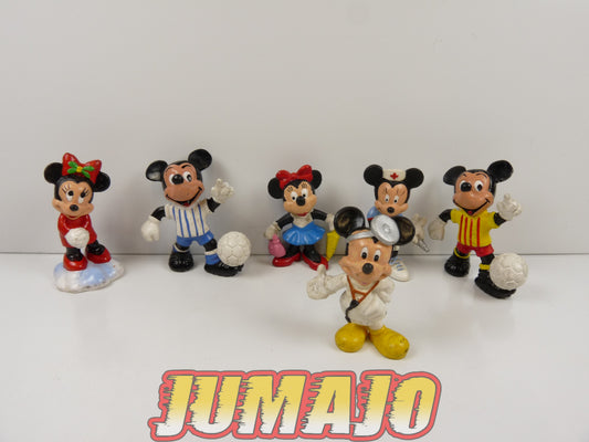 FIG33 lot 6 figurines PVC DISNEY COMICS SPAIN/BULLY 6cm : Mickey, docteur, football, Minnie