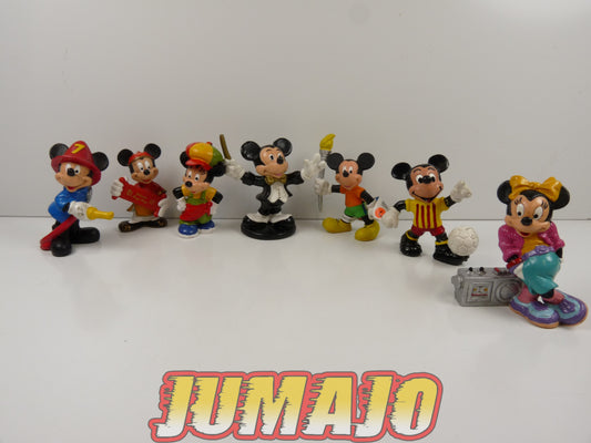 FIG34 lot 7 figurines PVC COMICS SPAIN/DISNEY BULLY 6cm : Mickey football, pompier, Chine Minnie